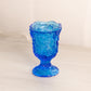 Vintage Blue Glass Footed Votive Toothpick Holder with Floral Designs