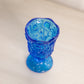 Vintage Blue Glass Footed Votive Toothpick Holder with Floral Designs