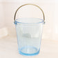 Vintage Blue Glass Ice Bucket with Silver Tone Metal Handle