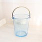 Vintage Blue Glass Ice Bucket with Silver Tone Metal Handle