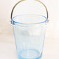 Vintage Blue Glass Ice Bucket with Silver Tone Metal Handle