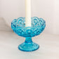 Vintage Blue Glass Moon and Star Pedestal Candleholder