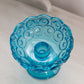 Vintage Blue Glass Moon and Star Pedestal Candleholder