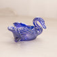 Vintage Blue Iridescent Glass Swan Salt Cellar or Toothpick Holder