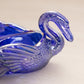 Vintage Blue Iridescent Glass Swan Salt Cellar or Toothpick Holder