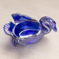 Vintage Blue Iridescent Glass Swan Salt Cellar or Toothpick Holder