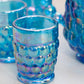 Vintage Blue Iridescent Thousand Eye Mini Pitcher & Small Glasses