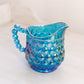 Vintage Blue Iridescent Thousand Eye Mini Pitcher & Small Glasses