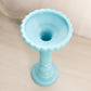 Vintage Blue Milk Glass Candlestick with Linear Details