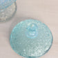 Vintage Blue Opalescent Glass Daisy & Button Lidded Footed Dish