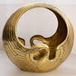 Vintage Large Circular Brass Bird Planter