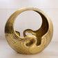 Vintage Large Circular Brass Bird Planter