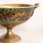 Large Gold Tone Metal Oval Compote with Mosaic Pattern and 2 Handles