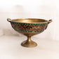 Large Gold Tone Metal Oval Compote with Mosaic Pattern and 2 Handles