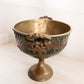 Large Gold Tone Metal Oval Compote with Mosaic Pattern and 2 Handles