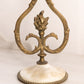Vintage Brass Floral Candleholder with Circular Stone Base