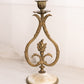 Vintage Brass Floral Candleholder with Circular Stone Base