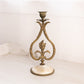 Vintage Brass Floral Candleholder with Circular Stone Base