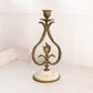Vintage Brass Floral Candleholder with Circular Stone Base