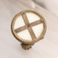 Vintage Brass Floral Candleholder with Circular Stone Base