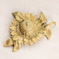 Vintage Brass Sunflower Inkwell with Bug on Lid & White Ceramic Insert