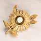 Vintage Brass Sunflower Inkwell with Bug on Lid & White Ceramic Insert