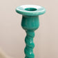 Vintage Cambridge Jade Green Glass Candlestick with Spiral Design (Production Errors)