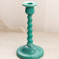 Vintage Cambridge Jade Green Glass Candlestick with Spiral Design (Production Errors)