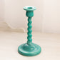 Vintage Cambridge Jade Green Glass Candlestick with Spiral Design (Production Errors)