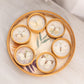 Vintage Circular Bamboo Pressed Butterfly Tray with 6 Coasters