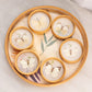 Vintage Circular Bamboo Pressed Butterfly Tray with 6 Coasters