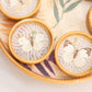 Vintage Circular Bamboo Pressed Butterfly Tray with 6 Coasters