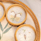 Vintage Circular Bamboo Pressed Butterfly Tray with 6 Coasters