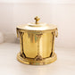 Vintage Circular Brass Hinged Lidded Caddy with Removable Insert