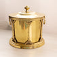 Vintage Circular Brass Hinged Lidded Caddy with Removable Insert