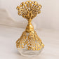 Vintage Clear Glass Perfume Bottle with Gold Tone Metal Top and Accents