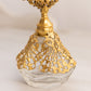 Vintage Clear Glass Perfume Bottle with Gold Tone Metal Top and Accents