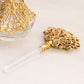 Vintage Clear Glass Perfume Bottle with Gold Tone Metal Top and Accents