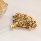 Vintage Clear Glass Perfume Bottle with Gold Tone Metal Top and Accents