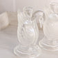Vintage Clear Glass Swan Candleholder with Satin Details