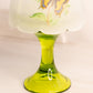 Vintage Clear Satin Glass Butterfly Fairy Lamp Candle Holder with Green Base