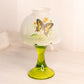 Vintage Clear Satin Glass Butterfly Fairy Lamp Candle Holder with Green Base