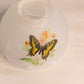 Vintage Clear Satin Glass Butterfly Fairy Lamp Candle Holder with Green Base