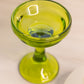 Vintage Clear Satin Glass Butterfly Fairy Lamp Candle Holder with Green Base