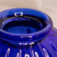 Vintage Cobalt Blue Fairy Lamp Candle Holder with Clear Satin Base