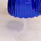 Vintage Cobalt Blue Fairy Lamp Candle Holder with Clear Satin Base