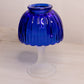 Vintage Cobalt Blue Fairy Lamp Candle Holder with Clear Satin Base