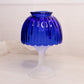 Vintage Cobalt Blue Fairy Lamp Candle Holder with Clear Satin Base