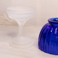 Vintage Cobalt Blue Fairy Lamp Candle Holder with Clear Satin Base