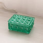 Vintage Dalzell-Viking Glass Rectangular Teal Green Glass Lidded Dish